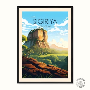 Sri Lanka Traditional Style Travel Print, Sigiriya Print, Sri Lanka Poster, Travel print, Birthday present, Wedding Gift