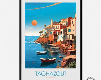 Taghazout Print Morocco Travel Art Taghazout Wall Art Personalised Travel Gift Customised Gift Taghazout Wall Hanging Africa Fishing Village