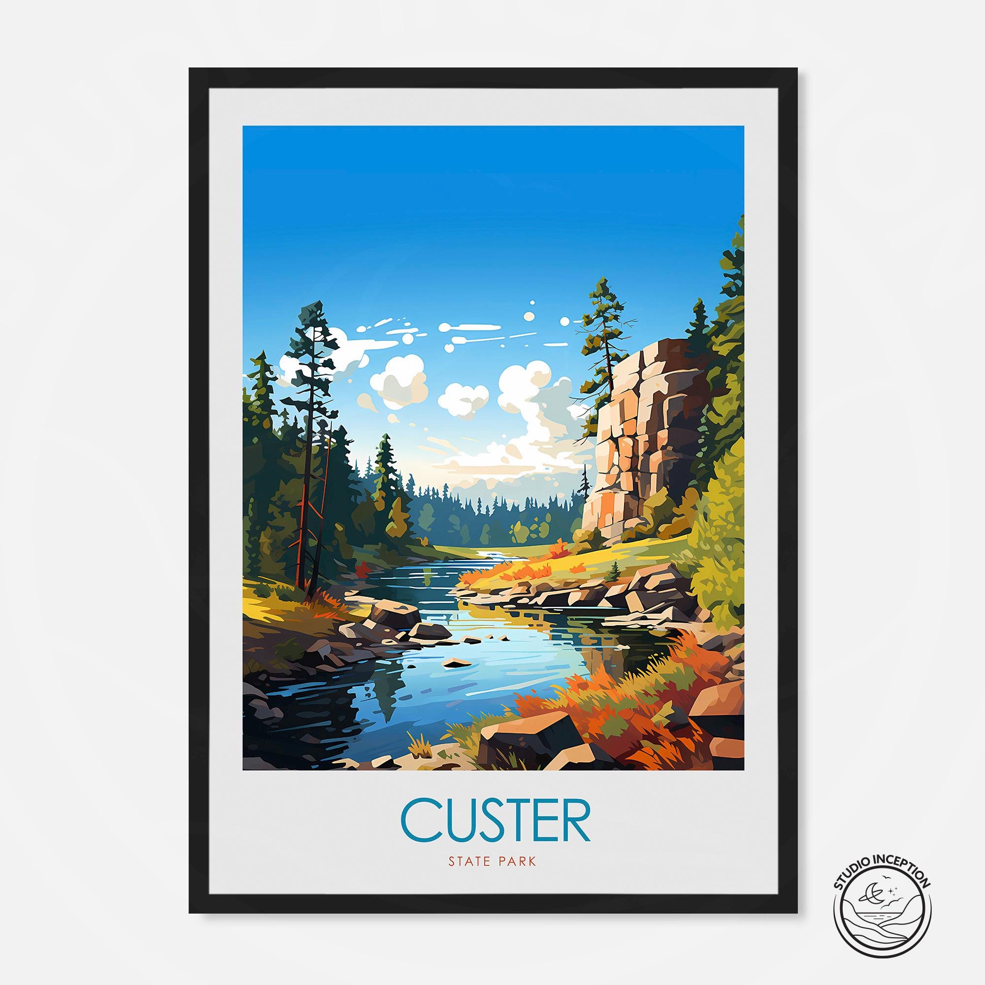 Custer Park Druck, State Park Poster, South Dakota, Reisegeschenk, Custer County Geschenk, personalisiertes Geschenk, gerahmte Drucke