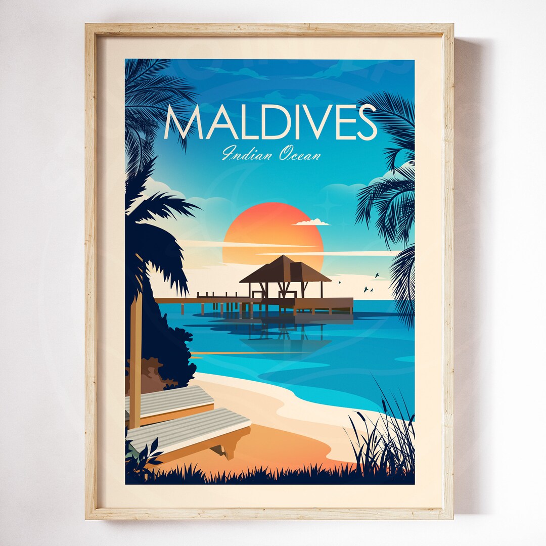 Maldives Poster Maldives Print Maldives Art Maldives Travel Print Wall ...