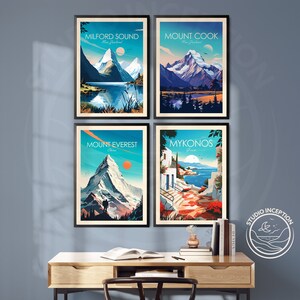 Stampa artistica del Monte Everest, poster da viaggio, arte murale cinese, decorazione da parete, regalo da viaggio immagine 6