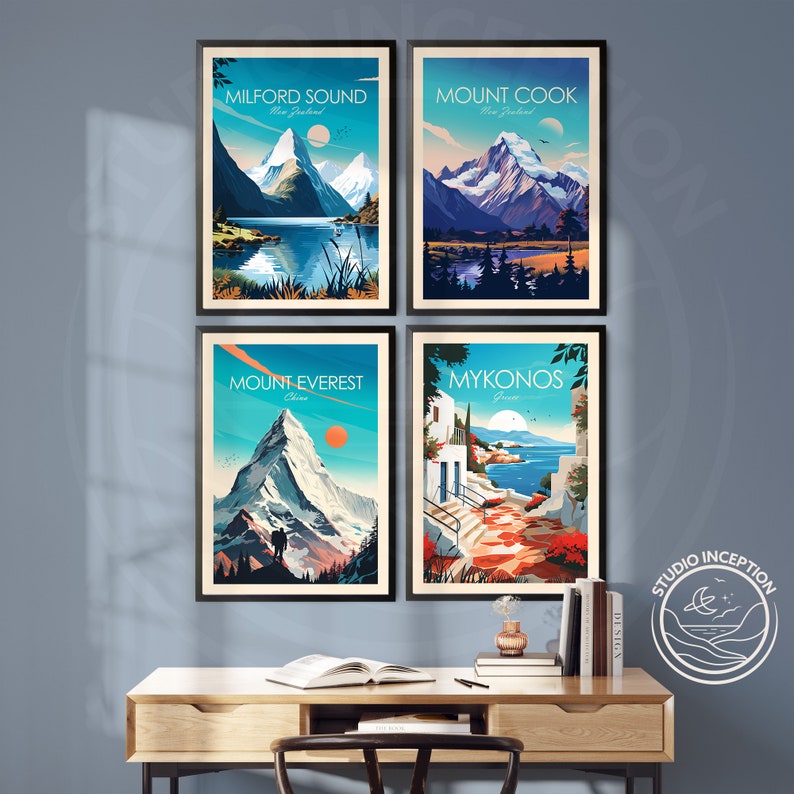 Stampa artistica del Monte Everest, poster da viaggio, arte murale cinese, decorazione da parete, regalo da viaggio immagine 6