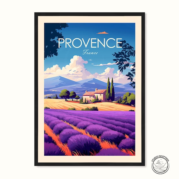 Provence Poster, France Print, Travel Gift, French landscape, Gallery wall art, Home Decor, Gift for travel lovers