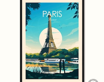 Paris Print - Paris Travel Poster - France Eiffel Tower - Wedding gift - Honeymoon present