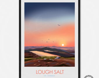 Lough Salt Co Donegal Travel Print, Wild Atlantic Way, Travel Print, Irish Art, Art Prints, Ireland, Graphic Print, Ireland Poster, Ireland