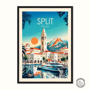 Póster de viaje con impresión de Split, arte de pared, decoración del hogar de Split, colgante de pared, regalo de Split, regalo de viaje a Croacia, Split