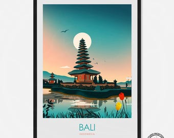 Bali Indonesia Art Print Bali Print Bali Poster Travel Poster, Print, Travel Print, Honeymoon souvenir, Art Prints, Poster Print