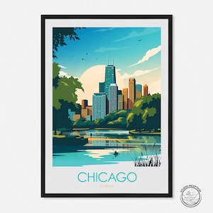 Chicago Stampa Chicago Poster Stampa di viaggio, Poster di viaggio, Arredamento per la casa, Parete della galleria, Regalo di viaggio