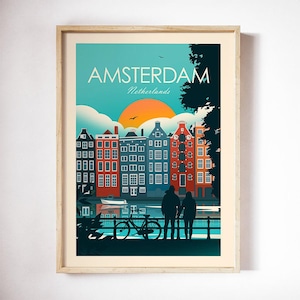 Amsterdam Print, Netherlands Wall Art, Holland, Amsterdam Poster, Travel Art, Travel Print, Wall Art, Travel Poster, Living Room Prints immagine 4
