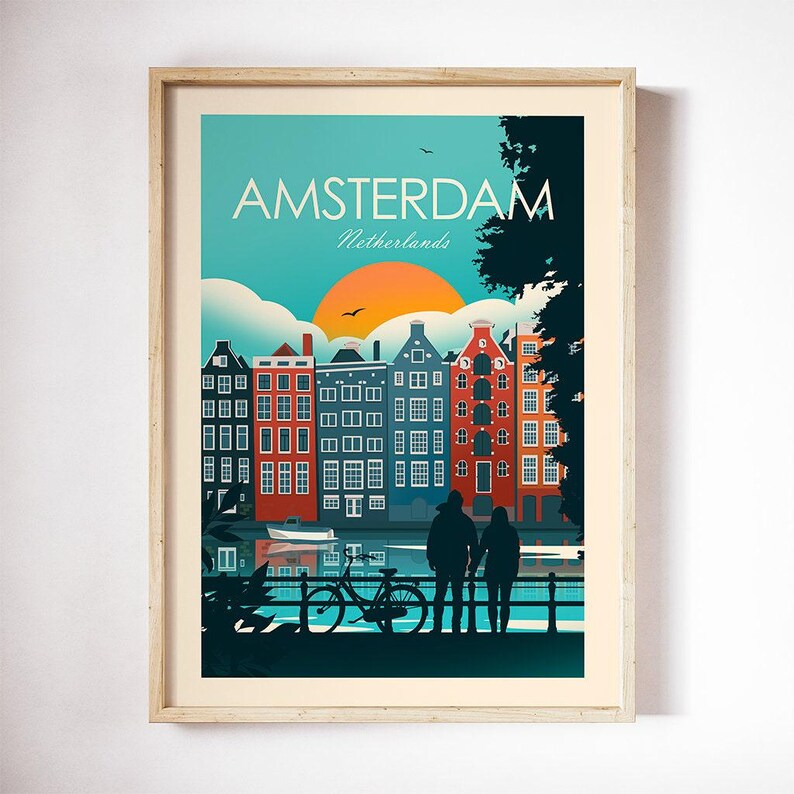 Amsterdam Print, Netherlands Wall Art, Holland, Amsterdam Poster, Travel Art, Travel Print, Wall Art, Travel Poster, Living Room Prints immagine 4