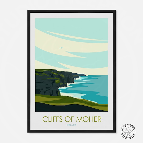 Cliffs of Moher Travel Print, Art Print Poster, Gift, Poster, Art, Artwork, Digital Art, Home Decor, Souvenir, Travel Poster Wall Art, Art