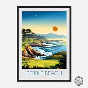 Pebble Beach Golf Links Print Pebble Beach Golf Club Gift for Golfer California Golf Print Framed Golfing Poster Customised Golfing Gift