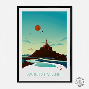 Mont Saint-Michel Reisedruck, Frankreich, Geschenk, Poster, Kunstdruck, Reiseposter Wandbild