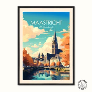 Maastricht Reisedruck, Niederlande Poster, gerahmter Reisedruck, Reisekunst, Geschenk für Stadtliebhaber, personalisiertes Geschenk, Rahmen verfügbar