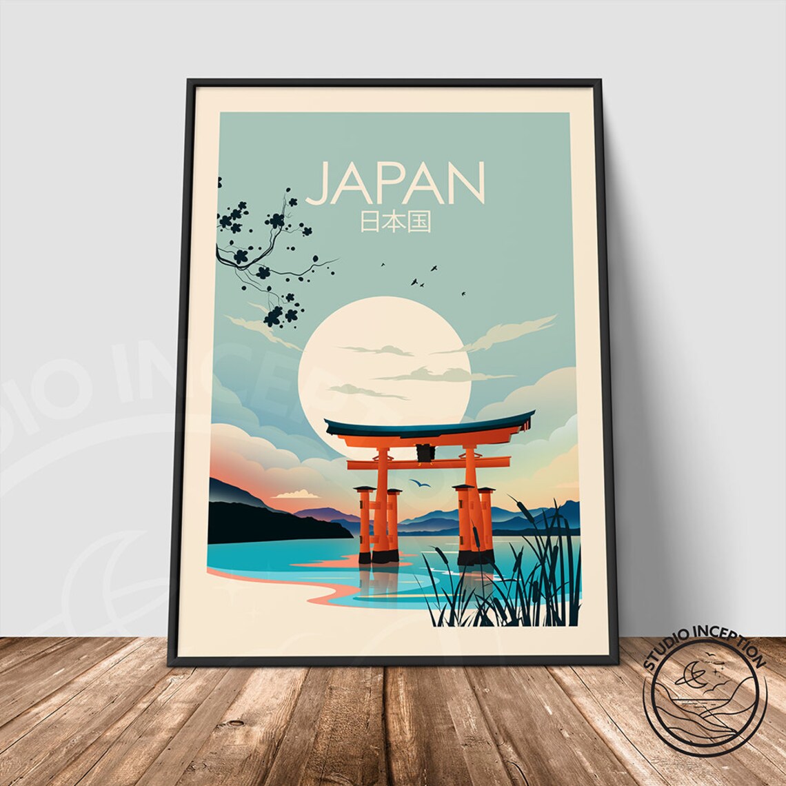 Japan Travel Poster Print in Traditional Style Torii Gate - Etsy UK