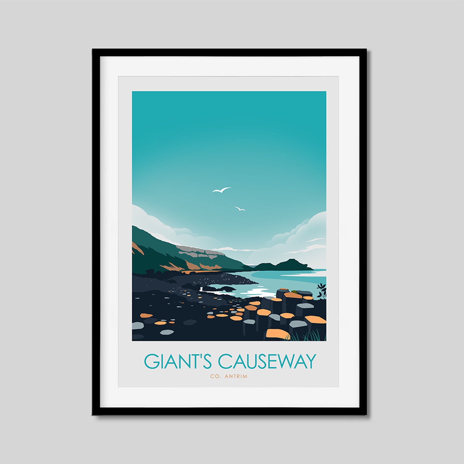 Giants Causeway Travel Poster Northern Ireland Travel Print Etsy