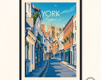 York England Travel Print, Traditional Street Scene of The Shambles Wall Art Poster