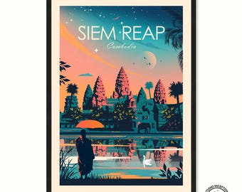 Siem Reap traditional Print Poster, Cambodia Print Wall Art, Angkor Wat Print, Asia Poster Print, Wall Decor, Studio Inception