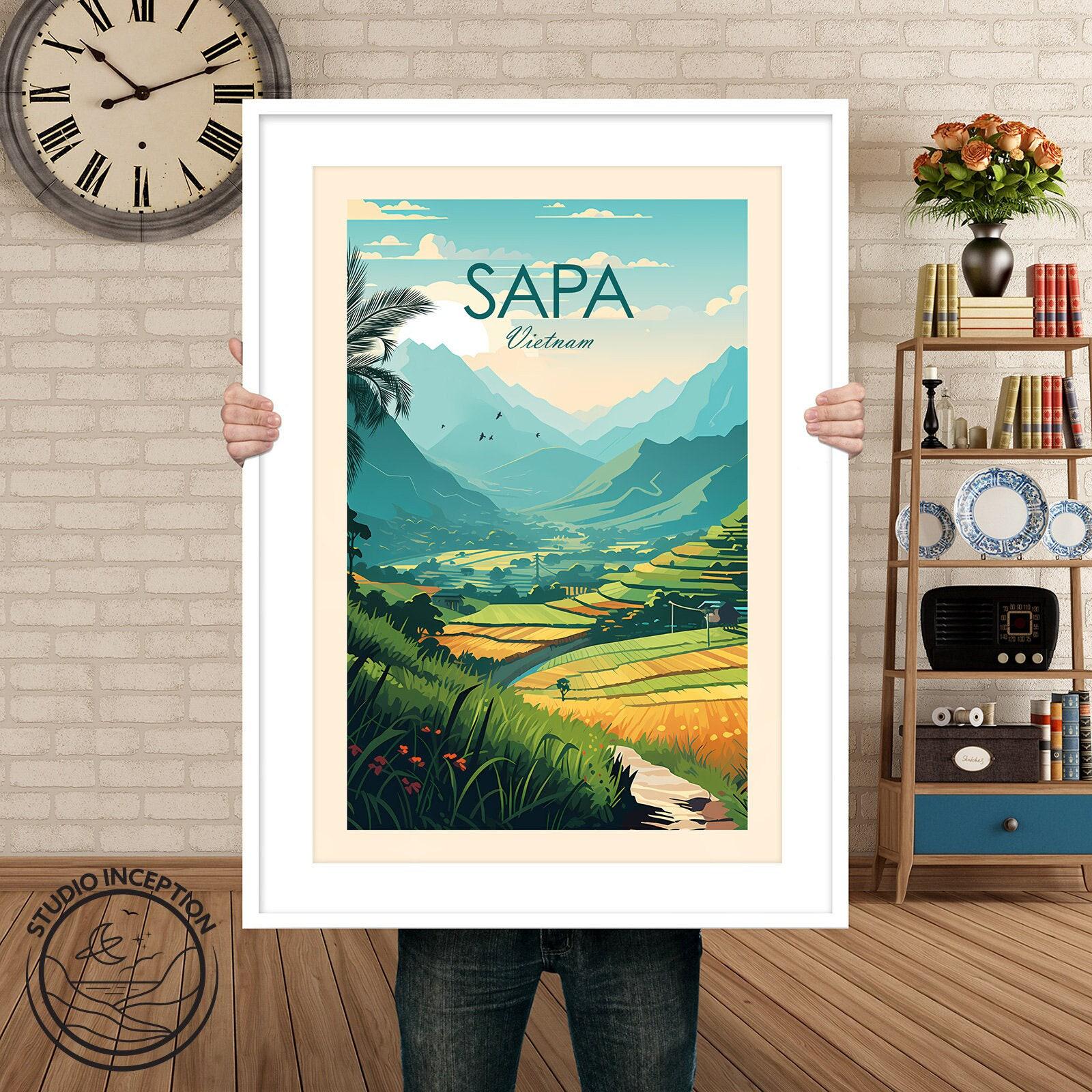 Sapa Lettering Sapa Art Print Sa Pa Travel Poster Vietnam Art Sapa Wall Art Asia ...