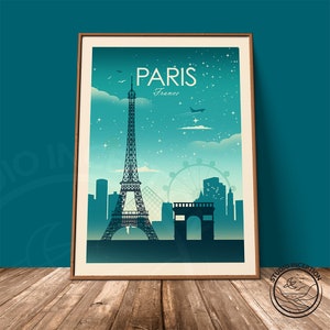 Paris France Art Print Travel Print Poster, Eiffel Tower, Travel Gift, France Gift, by Studio Inception image 4