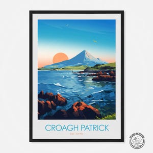 Stampa di Croagh Patrick, stampa di viaggio in Irlanda, arte murale irlandese, regalo di viaggio di Croagh Patrick
