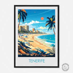 Tenerife Travel Print, Spain Poster, Tenerife Wall Art, Personalised Travel Gift, Tenerife Travel Illustration, Tenerife Home Decor