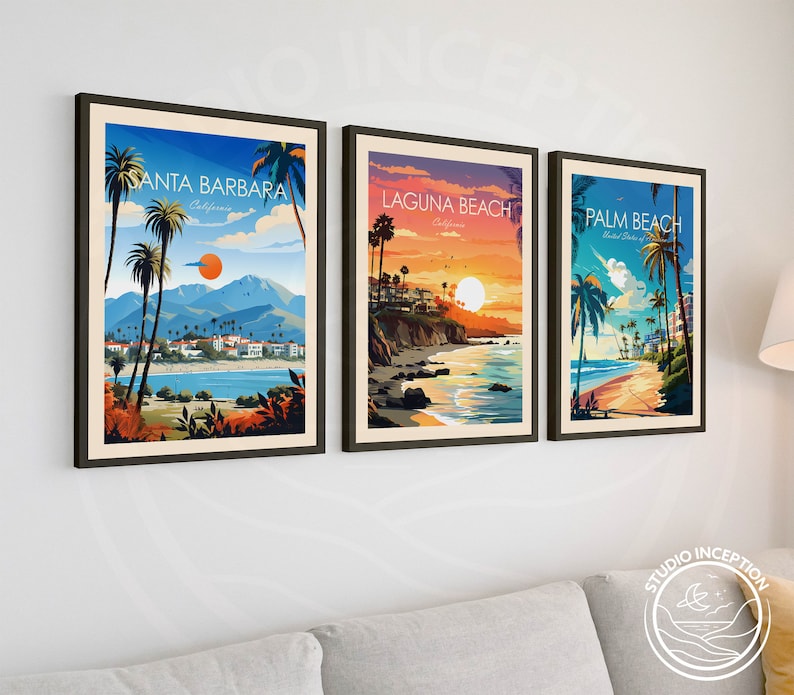 Santa Barbara Traditional Travel Print California Poster Santa Barbara Photo USA Travel Art Travel Gift with Customised Options image 5