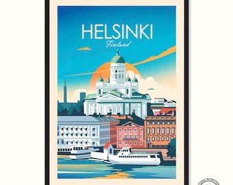 Póster impreso de Helsinki, Arte mural de Helsinki, Regalo, Impresión de póster de Finlandia, Pintura de Finlandia, Decoración de pared, Studio Inception