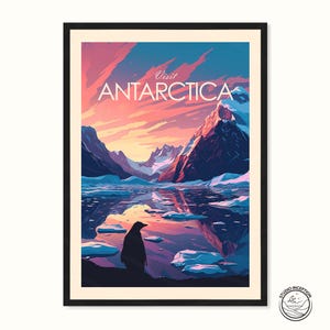 Impresión tradicional de la Antártida, póster de viaje de la Antártida, arte mural de la Antártida, impresión de la Antártida, póster de la Antártida, regalo de boda, regalo de cumpleaños