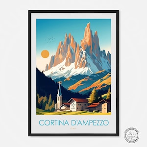 Cortina d&#39;Ampezzo, Italia - Póster impreso, arte de pared de viaje, decoración para el hogar, regalo de Cortina d&#39;Ampezzo, impresión artística para amantes del arte