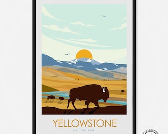 The Bison of Yellowstone National Park Art Poster Print Minimalist Poster, Print, Film Poster, Art Print Home Decor Wall Art, Poster, Art