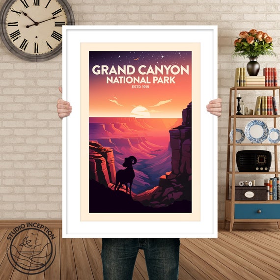 Grand Canyon Print, Grand Canyon National Park Travel Poster Gift