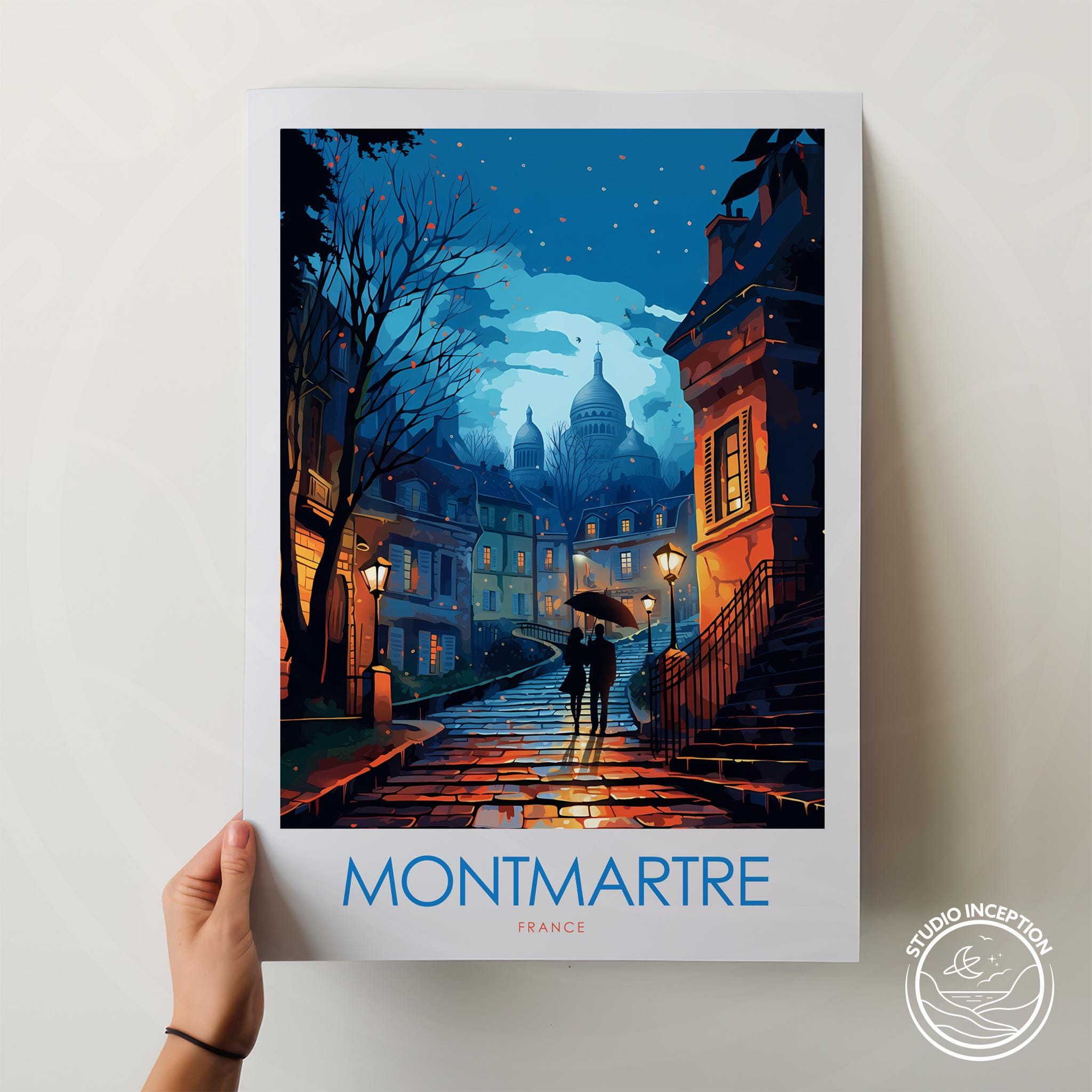 Montmartre Art Print Paris Travel Poster Montmartre Wall Art Sacre