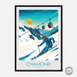 Chamonix Poster Print - France Switzerland Italy Print - Mont Blanc Alps Skiing Poster