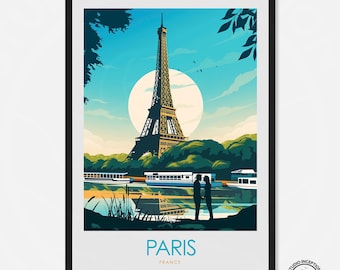Print Parijs met Eiffeltoren-reisprint - reisposter - muurkunst - reiscadeau