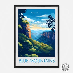 Blue Mountains Artwork, Australia Poster, Blue Mountains Travel Print, Framed Prints, Travel Gift