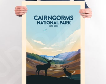 Cairngorms print, Cairngorms National Park, Scotland Poster, National Park Art Print by Studio Inception