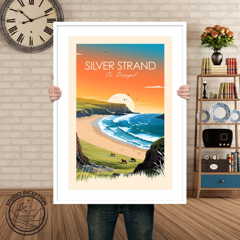 Silver Strand Malin Beg Traditional Print Donegal Travel Print Ireland Wall Art Silver Strand Beach Travel Poster Gift image 6