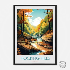 Impresión del Parque Estatal Hocking Hills, póster de Ohio, regalo de viaje a Ohio, Estados Unidos, impresiones enmarcadas, regalo de viaje para senderistas, regalos personalizados