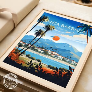 Santa Barbara Traditional Travel Print California Poster Santa Barbara Photo USA Travel Art Travel Gift with Customised Options image 3