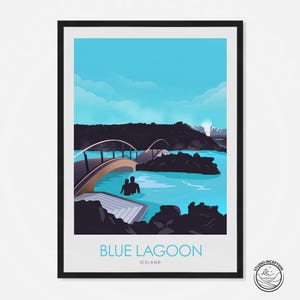 Poster artistico con stampa di viaggio in Islanda, Laguna Blu, regalo di fidanzamento, vacanza, souvenir, regalo, Islanda, romantico, stampa artistica, decorazione da parete per la casa