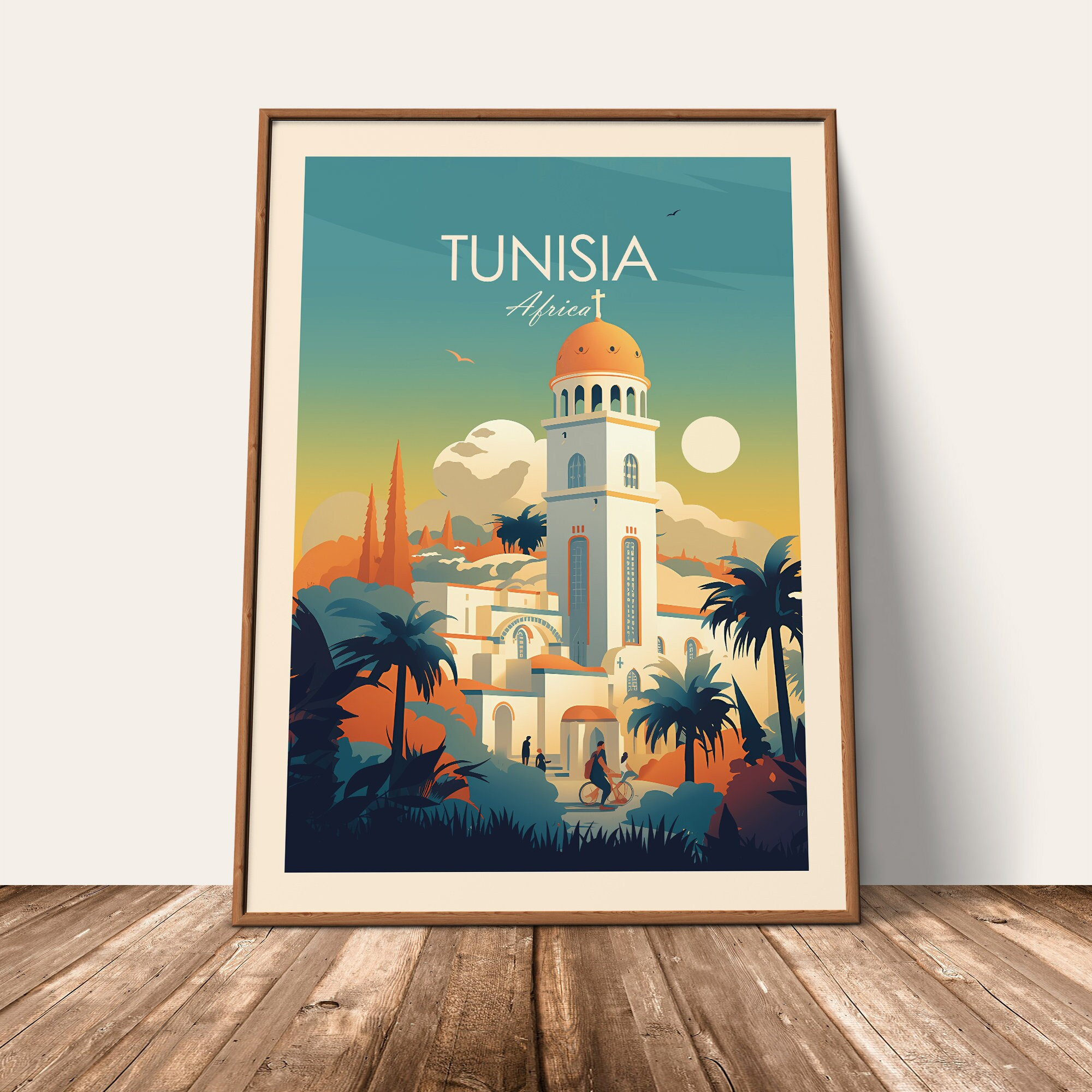 Republic of Tunisia Traditional Travel Print Tunisia Travel Poster