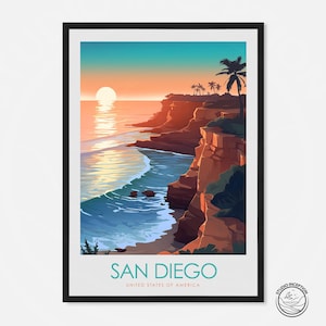 San Diego Print featuring Sunset Cliffs Home Decor Travel Gift