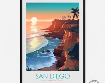 San Diego Print featuring Sunset Cliffs Home Decor Travel Gift