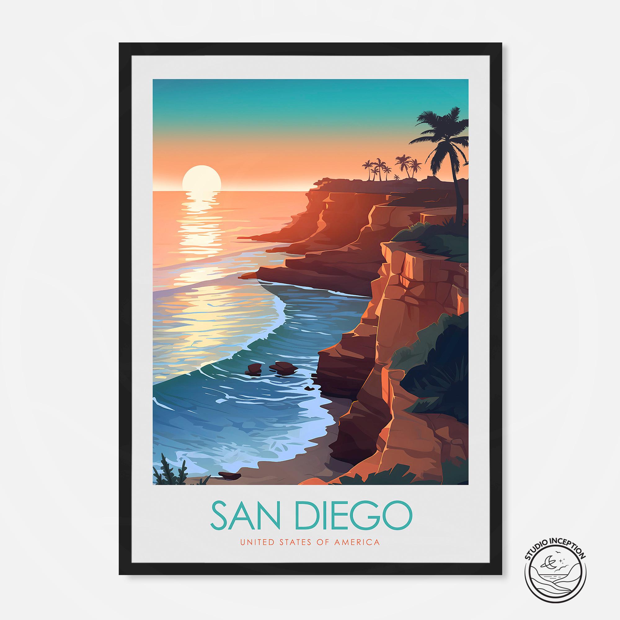San Diego Print featuring Sunset Cliffs Home Decor Travel Gift