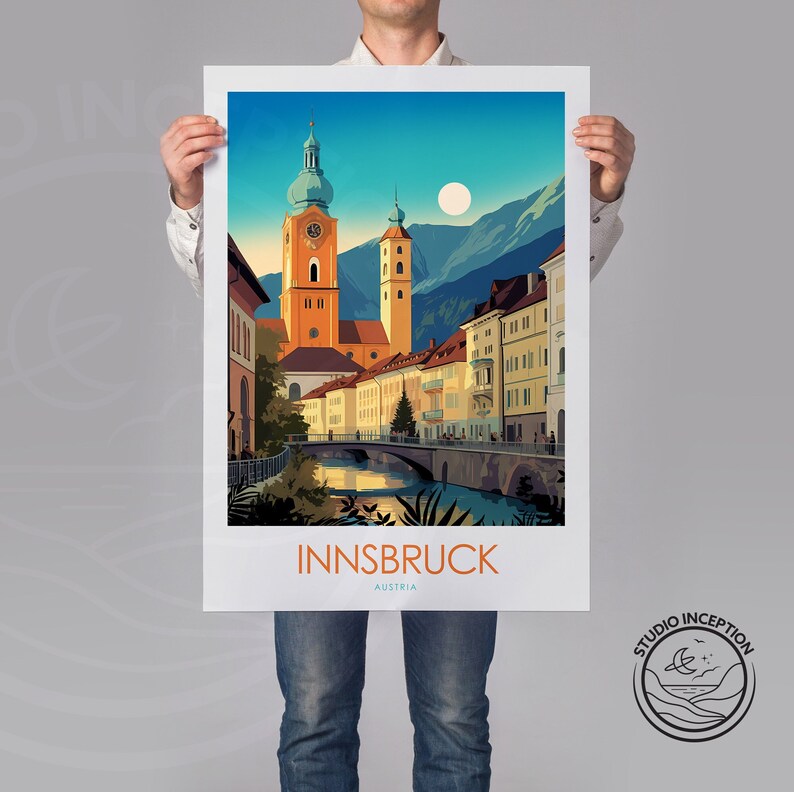 Innsbruck Print Austria Poster Travel Poster Home Decor Print, Austria Wall Art, Innsbruck Art, Austria, Wall Art image 2
