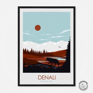 Denali National Park, US National Parks, Art, Poster, Print, Minimalist Poster, National Park Poster, Art Print, Denali Print Travel Gift