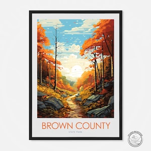 Brown County Travel Poster, Travel Gift, Indiana Art, Nashville Home Decor, Brown County Gift, Personalised Gift