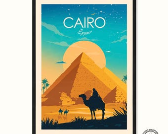 Cairo Egypt Travel Print - Pyramids of Giza