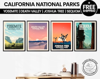 California National Park Prints | Set of 4 Prints | National Park Print | Yosemite Print | Death Valley Print | Sequoia | Joshua Tree